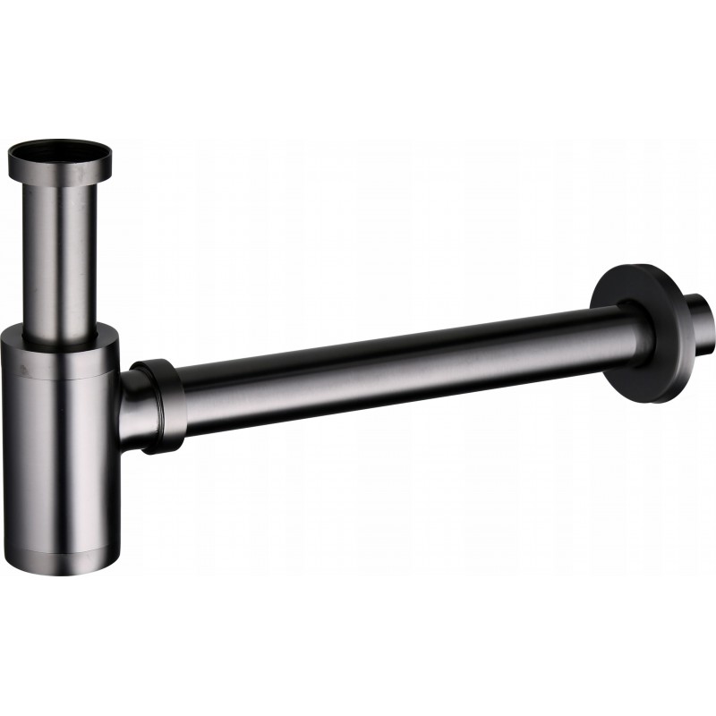 Umyvadlový kovový sifon bez click/clack zátky, univerzální, kulatý, grafitová