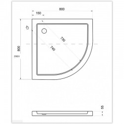 ARON STONE EFFECT, štvrťkruhová sprchová vanička