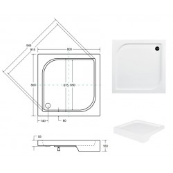 OSKAR STONE EFFECT štvorcová sprchová vanička