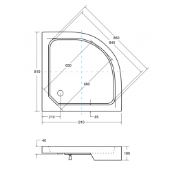 ALEX STONE EFFECT štvrťkruhová sprchová vanička