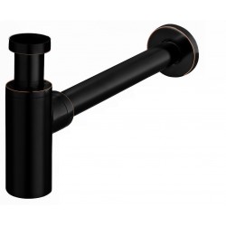 Umyvadlový kovový sifon s click/clack zátkou, univerzální, černá s patinou