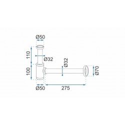 Umývadlový kovový sifón s click/clack zátkou, univerzálny, biela