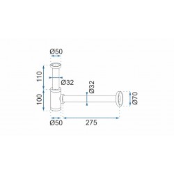 Umývadlový kovový sifón s click/clack zátkou, univerzálny, zlatá svetlá