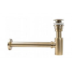 Umývadlový kovový sifón s click/clack zátkou, univerzálny, zlatá matná-brúsená