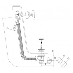Vaňový sifón s napúšťaním cez prepad, biela farba
