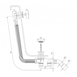 Vanový sifon s přepadem, chrom
