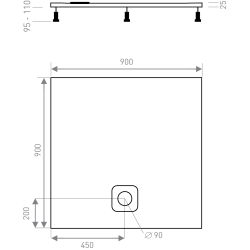 Štvorcová vanička z liateho mramoru KERMEN