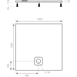 Čtvercová vanička z litého mramoru KERMEN