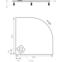 Štvrťkruhová vanička z liateho mramoru KERMEN
