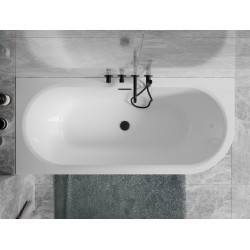 Volně stojící vana AVITA A-LINE v černo-bílém provedení, pro instalaci k průběžné stěně je vyrobena ze sanitárního kompozitu (ak