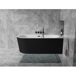 Volně stojící vana AVITA A-LINE v černo-bílém provedení, pro instalaci k průběžné stěně je vyrobena ze sanitárního kompozitu (ak