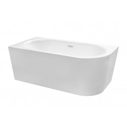 Volně stojící vana AVITA A-LINE v černo-bílém provedení, pro instalaci k průběžné stěně je vyrobena ze sanitárního kompozitu (ak