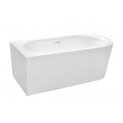 Volně stojící vana AVITA A-LINE v černo-bílém provedení, pro instalaci k průběžné stěně je vyrobena ze sanitárního kompozitu (ak