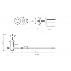 Držák ručníků na otopné těleso s věšáčky. 355 × 40 × 90 mm