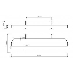 Držiak uterákov na vykurovacie teleso SINGLE, 610 × 48 × 140 mm