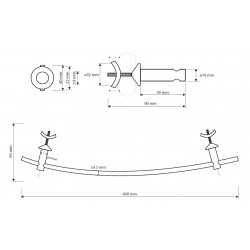 Držák ručníků na otopné těleso oblý, 600 × 40 × 95 mm, chrom