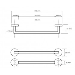 Držiak na uteráky, 505×55×65 mm