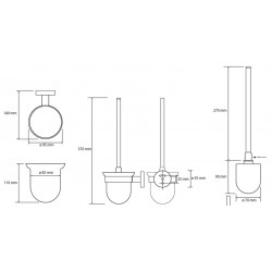 WC štetka, miska sklo, 95×360×140 mm