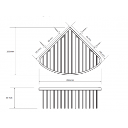 Polička do sprchy rohová, 265×90×205 mm