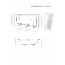 Akrylátová asymetrická vaňa INTIMA SLIM