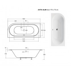 SLIM 170 x 75 cm levá