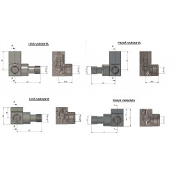 Připojovací ventil EDGE-SET, rohový hranatý ventil (Z2) kompletní sada pro radiátory