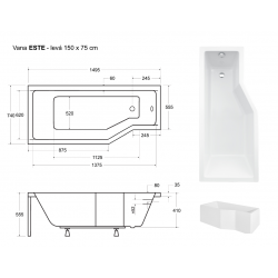 ESTE levá 150 x 75 cm