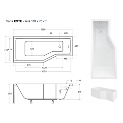 ESTE levá 170 x 75 cm