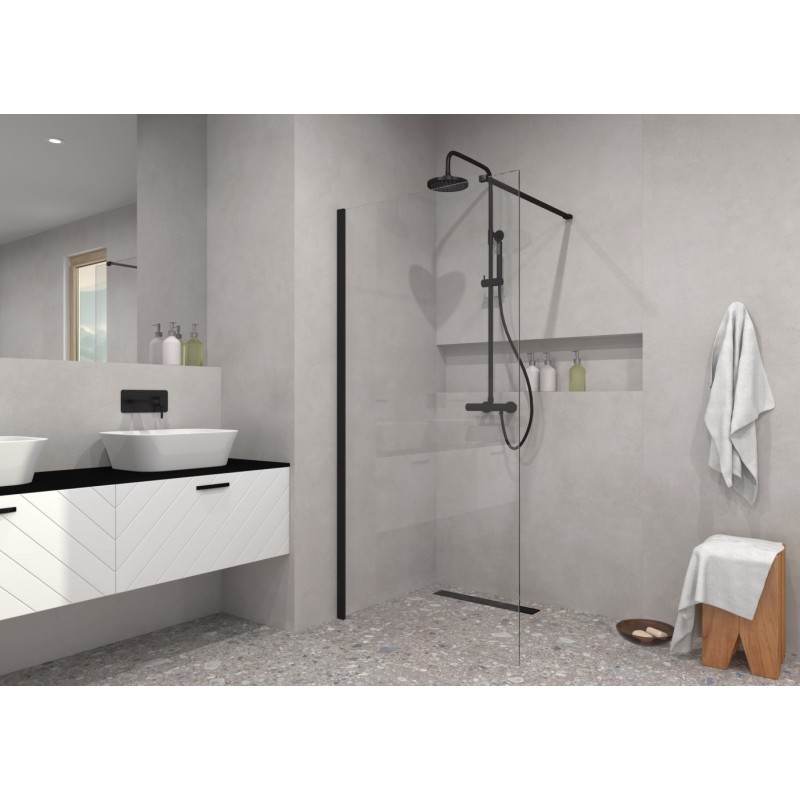Walk-in bezdveřový a bezbariérový sprchový kout ECO-N BLACK