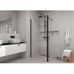 Walk-in bezdverový a bezbariérový sprchový kút ECO-N BLACK