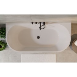 Volně stojící vana LEYA černá/bílá, sifon se štěrbinovým přepadem