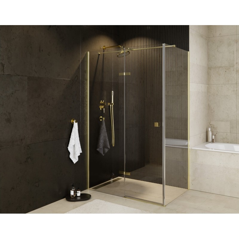 Obdelníkový celoskleněný pantový sprchový kout PIXA GOLD