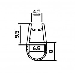 Spodný silikónový tesniaci profil, na sklo 6mm, dĺžka 1 bm