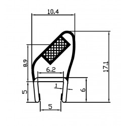 Magnetický tesniaci profil 45°, na sklo 6mm, dĺžka 2 bm