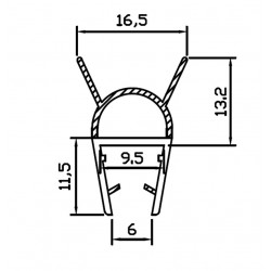 Bočný silikónový tesniaci profil, na sklo 8mm, dĺžka 2 bm
