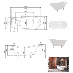 Voľne stojaca akrylátová retro vaňa OTYLIA GLAM