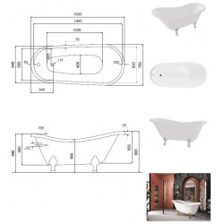 Volně stojící akrylátová retro vana OTYLIA GLAM