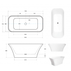 Voľne stojaca vaňa ASSOS S-LINE vyrobená z liateho mramora (Mineral Durabe)