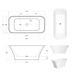 Voľne stojaca vaňa ASSOS S-LINE vyrobená z liateho mramora (Mineral Durabe)