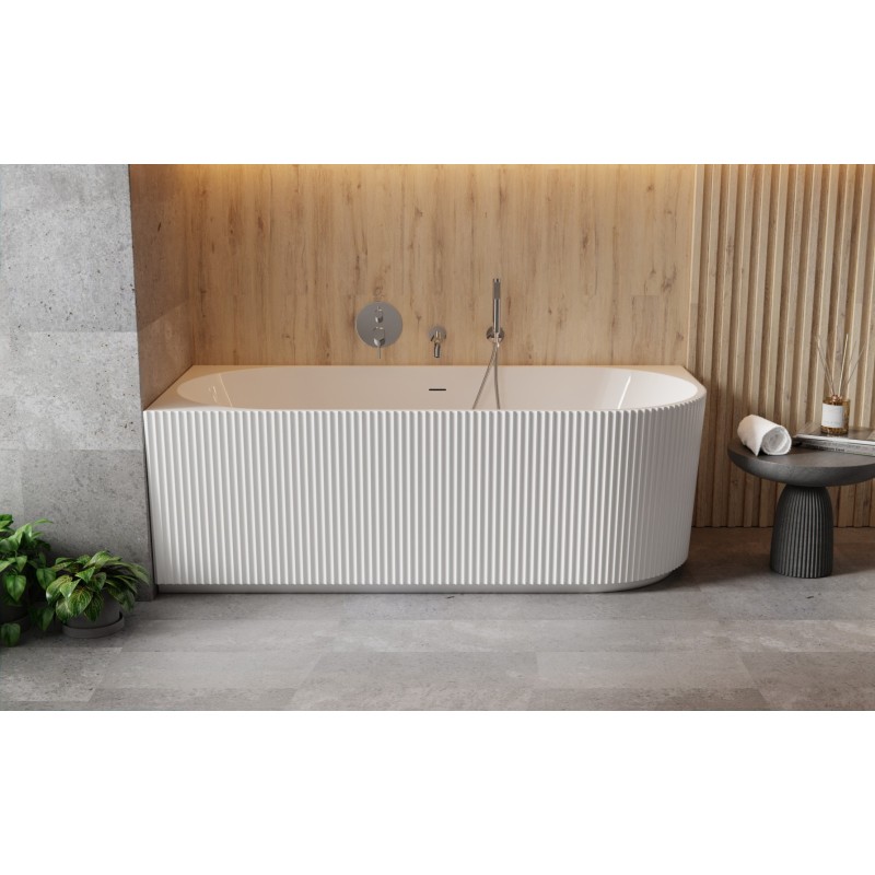 Volně stojící vana DENAYA bílá, sifon se štěrbinovým přepadem