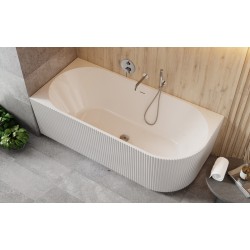 Volně stojící vana DENAYA bílá, sifon se štěrbinovým přepadem