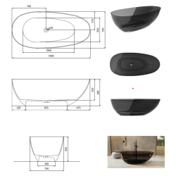 Volně stojící vana XARA ze syntetické pryskyřice