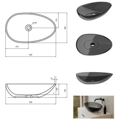 Umyvadlo na desku NEYA ze syntetické pryskyřice