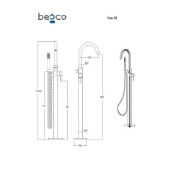 Stojanková vaňová batéria VEO II zlatá lesklá