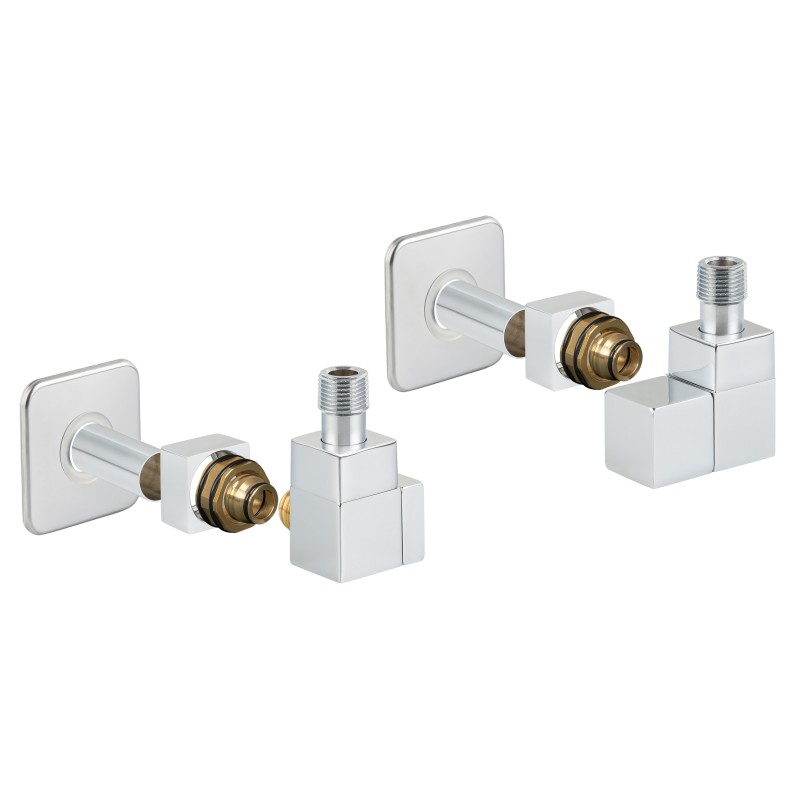 Připojovací ventil EDGE-SET, rohový hranatý ventil (Z2) kompletní sada pro radiátory