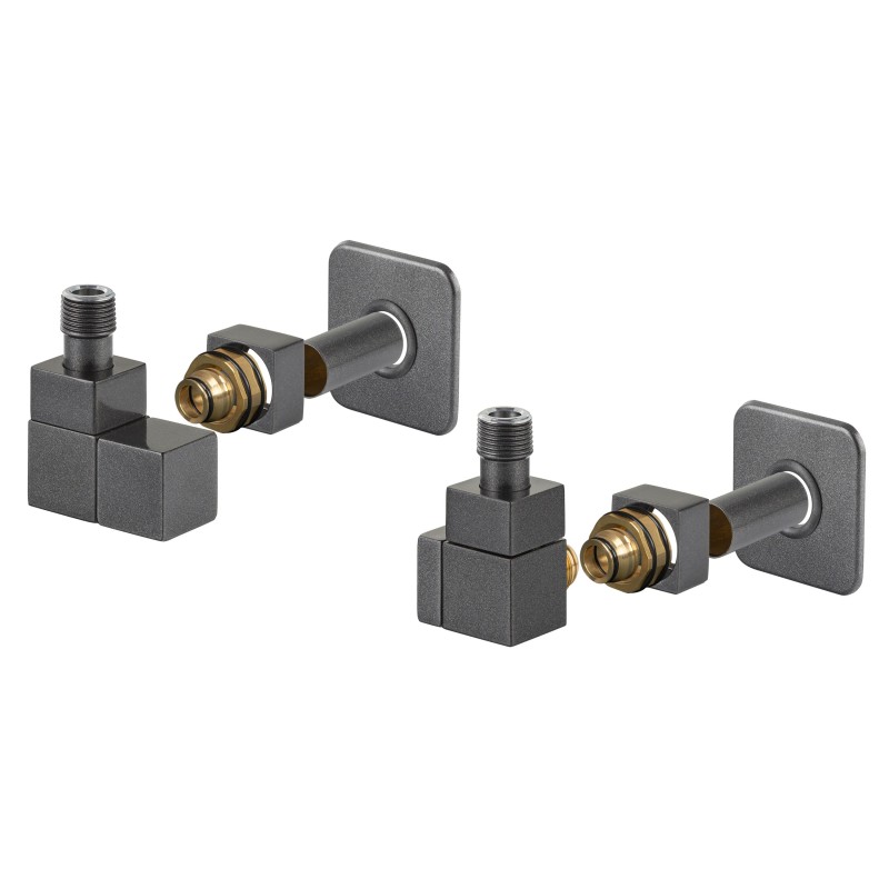 Připojovací ventil EDGE-SET, rohový hranatý ventil (Z2) kompletní sada pro radiátory