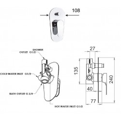 Podomítková baterie FONTI 09L s přepínačem