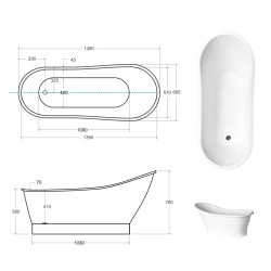 Volně stojící vana GLORIA (PAOLA) Glam - stříbrná