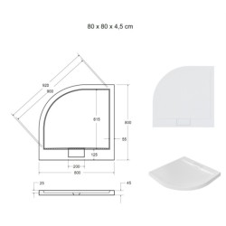 Čtvrtkruhová sprchová vanička AXIM - STONE EFFECT