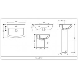 Nástěnné umyvadlo Nero 54,5